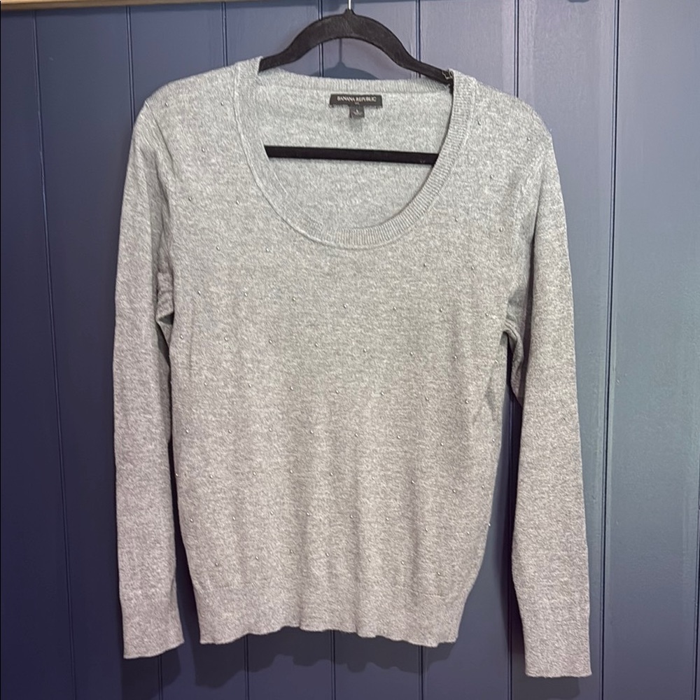 Banana Republic Gray Crew Neck Sweater Lightweight Knit